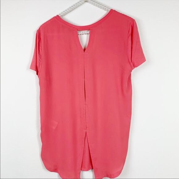 Another Love CORAL ORANGE V NECK OPEN BACK SHORT SLEEVE TEE SMALL - Picture 4 of 5